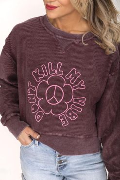 Cheapest 👍 Pink Lily Don't Kill My Vibe Cropped Corded Maroon Graphic Sweatshirt 😍 -Tees Shop 0 4ea00c05 875d 4c16 bd50 4e0b6caafed1 650x