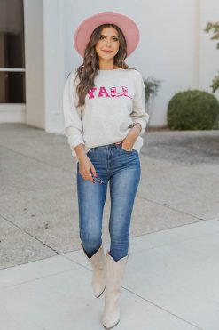 Best Pirce 🎁 Pink Lily Y'all Chenille Boot Patch Graphic Sweatshirt FINAL SALE 🔔 -Tees Shop 187216 yallsweatshirt 6 650x