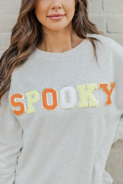 Deals ⭐ Pink Lily Spooky Chenille Patch Graphic Sweatshirt FINAL SALE 😉 -Tees Shop 187418 spookysweatshirt 9 650x