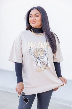 Brand new 💯 Pink Lily Oversized Leopard Beige Graphic Tee 👗 Dress 🔔 -Tees Shop 187748 16 650x