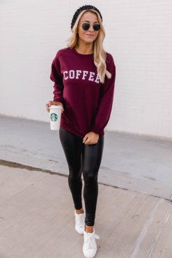 Budget 🔥 Pink Lily Coffee Varsity Graphic Maroon Sweatshirt 👍 -Tees Shop 1K0A0175 561d7e37 e128 489f aa6b cddfc4b4c66a 650x