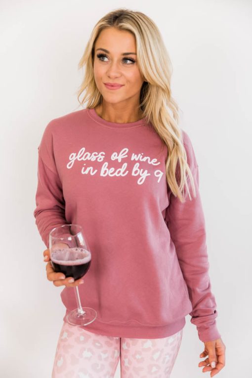 Promo ❤️ Pink Lily Glass Of Wine In Bed By Nine Mauve Graphic Sweatshirt 🔥 -Tees Shop 1K0A0204 7e9eee5a bc79 48ec a0c9