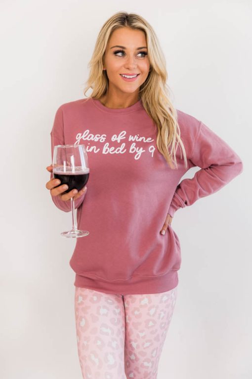 Promo ❤️ Pink Lily Glass Of Wine In Bed By Nine Mauve Graphic Sweatshirt 🔥 -Tees Shop 1K0A0206 c24d65cc 53d3 4b31 9647