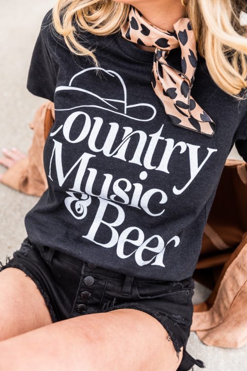 Outlet 🔥 Pink Lily Country Music And Beer Black Graphic Tee ✨ -Tees Shop 1K0A0472 88e63f59 2b80 43ec 90b9