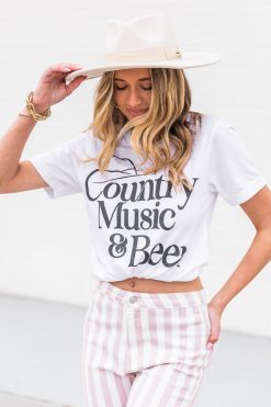 Buy ✔️ Pink Lily Country Music And Beer White Graphic Tee ❤️ -Tees Shop 1K0A0795 fbd07785 263f 4238 94dd ae579895654b 650x