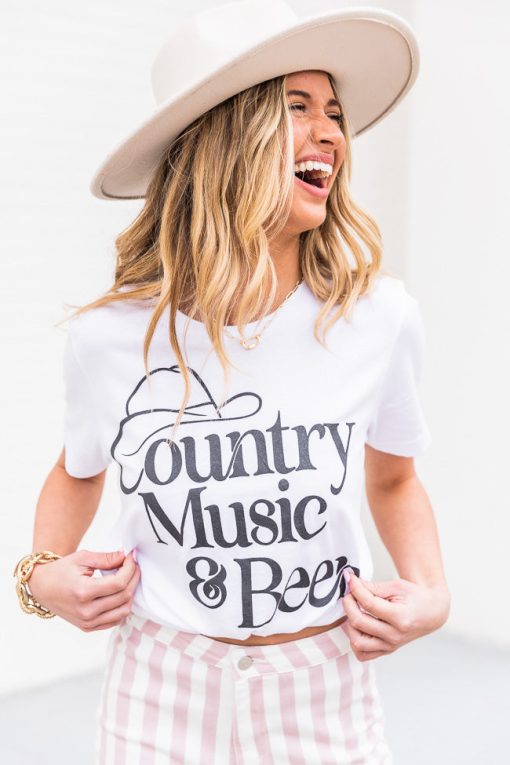 Buy ✔️ Pink Lily Country Music And Beer White Graphic Tee ❤️ -Tees Shop 1K0A0827 a5c5d396 51dd 4834 bcda