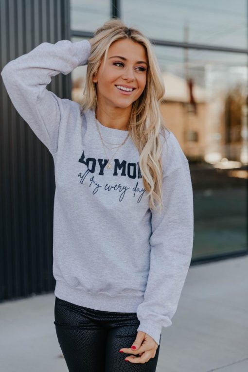 Best deal ⌛ Pink Lily Boy Mom All Day Everyday Graphic Ash Sweatshirt 🎉 -Tees Shop