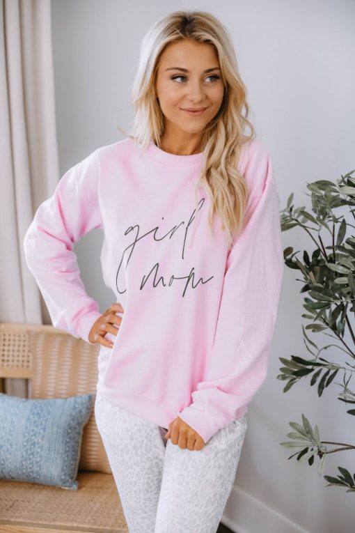 Best Pirce 🔔 Pink Lily Girl Mom Script Pink Graphic Sweatshirt ✨ -Tees Shop 1K0A0921 f88db85d 130c 49be 9d68