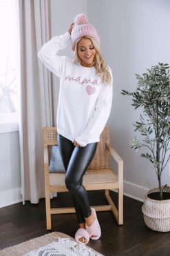 Budget 🔥 Pink Lily Mama Script Mauve Animal Print White Graphic Sweatshirt 🧨 -Tees Shop 1K0A1026 27182c19 c2aa 4de3 8ca9 1c7b8985552b 650x