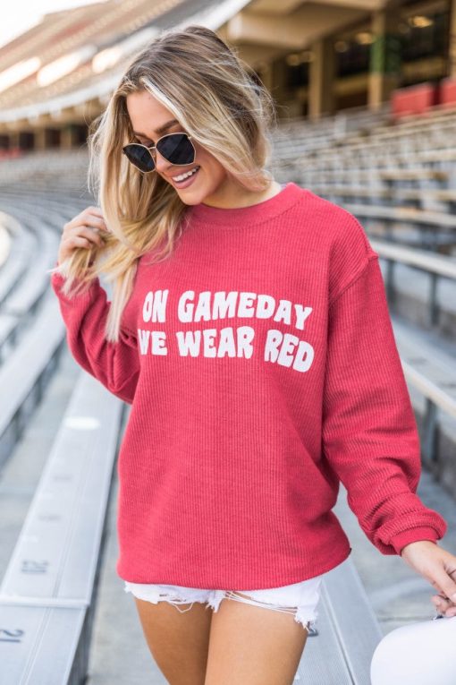 Discount ⌛ Pink Lily On Gameday We Wear Red Corded Graphic Sweatshirt ❤️ -Tees Shop 1K0A1505 9ae9f0c1 059e 42e8 9d44