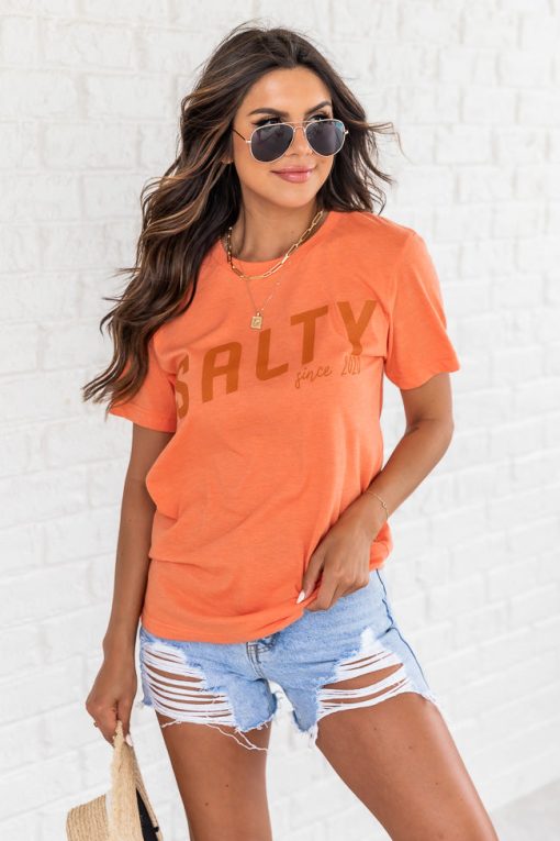 Flash Sale 🌟 Pink Lily Salty Since 2020 Heather Orange Graphic Tee 🔥 -Tees Shop 1K0A1567 0db95585 df5e 44f0 ba21