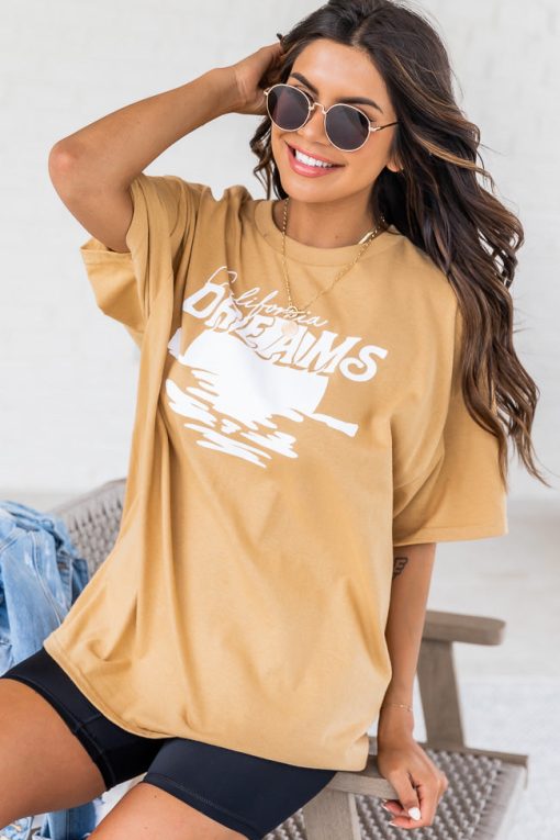 Best Pirce 🎁 Pink Lily California Dreams Graphic Gold Tee 😍 -Tees Shop