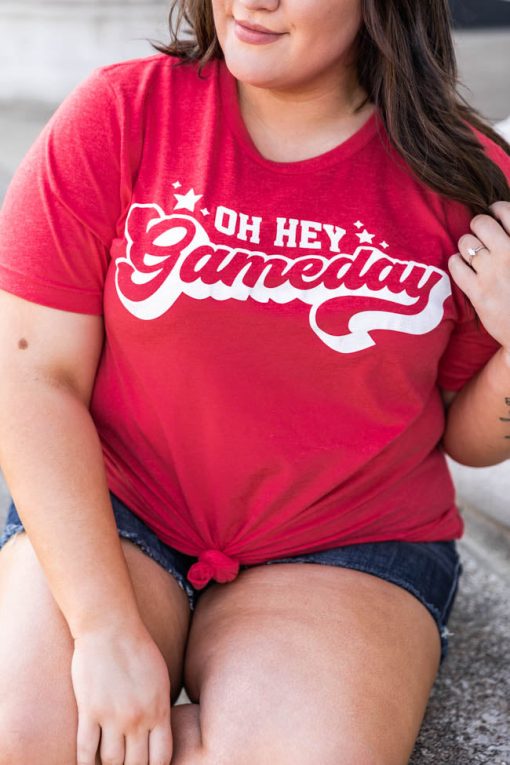 Flash Sale 🛒 Pink Lily Oh Hey Gameday Heather Red Graphic Tee 🌟 -Tees Shop