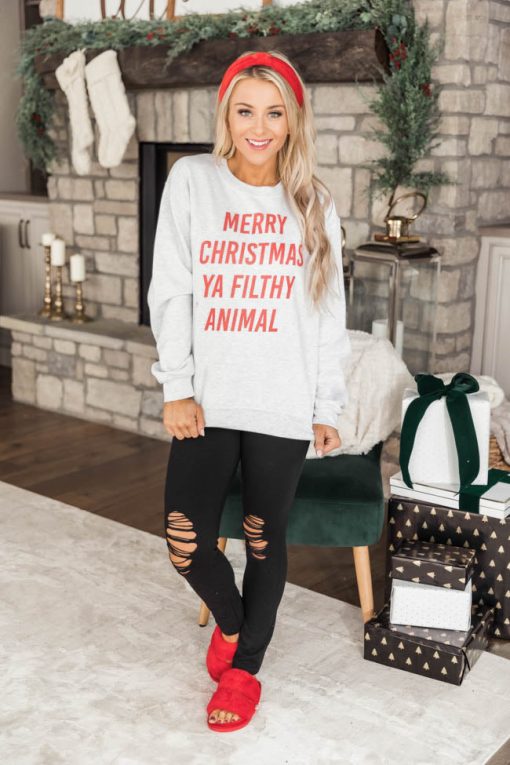 Buy 😍 Pink Lily Merry 🎁 Christmas Ya Filthy Animal Graphic Sweatshirt ✔️ -Tees Shop 1K0A1803 40c9a0bd 156a 44c7 9365