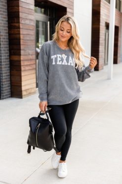 Cheap 👏 Pink Lily State Corded Graphic Charcoal Sweatshirt 🧨 -Tees Shop 1K0A1991 650x