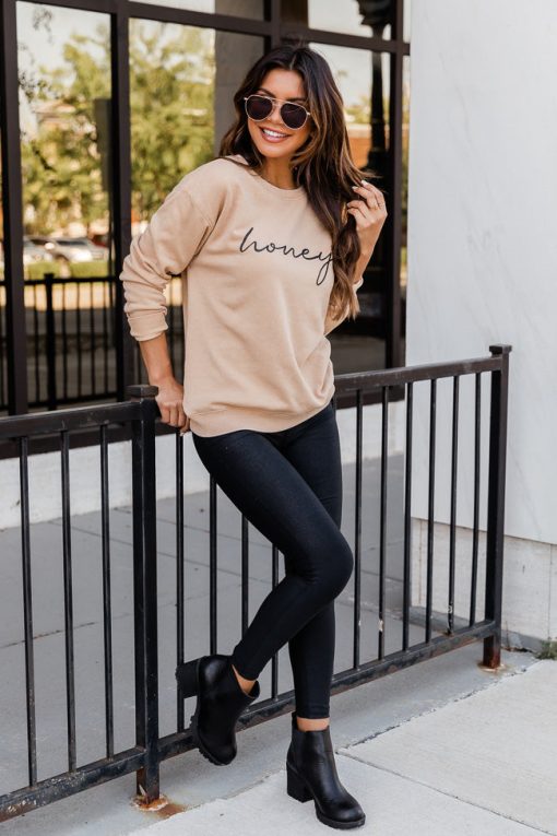 Brand new 🔥 Pink Lily Honey Script Gold Graphic Sweatshirt ❤️ -Tees Shop