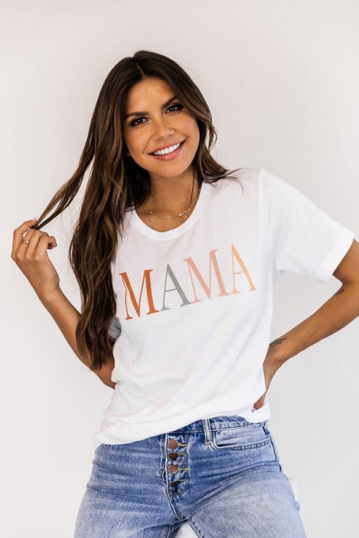 Best deal 🥰 Pink Lily Mama Vintage Multi White Graphic Tee 🤩 -Tees Shop