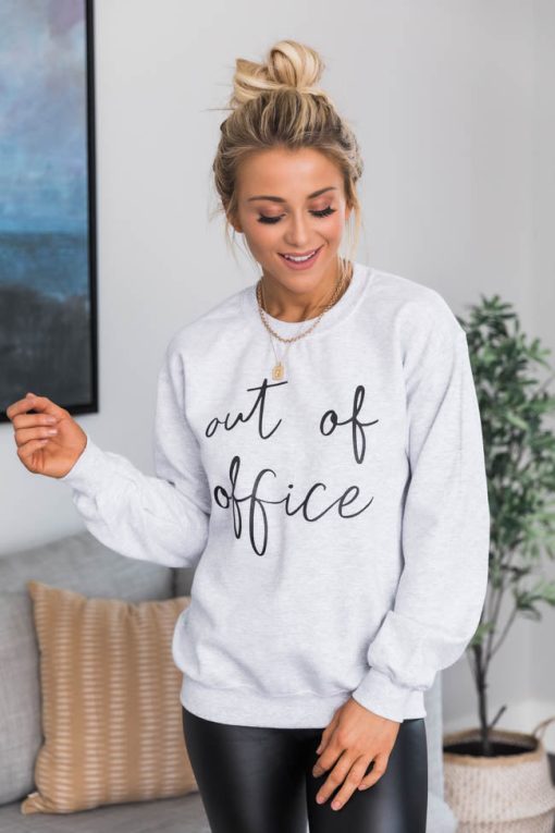 Best Pirce ❤️ Pink Lily Out Of Office Graphic Ash Sweatshirt 👍 -Tees Shop