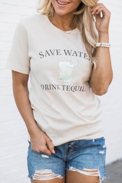 Flash Sale 🔔 Pink Lily Save Water Drink Tequila Graphic Tee 🎉 -Tees Shop 1K0A4628 d8033e41 0534 492c a5e8 569bbf6df173 650x