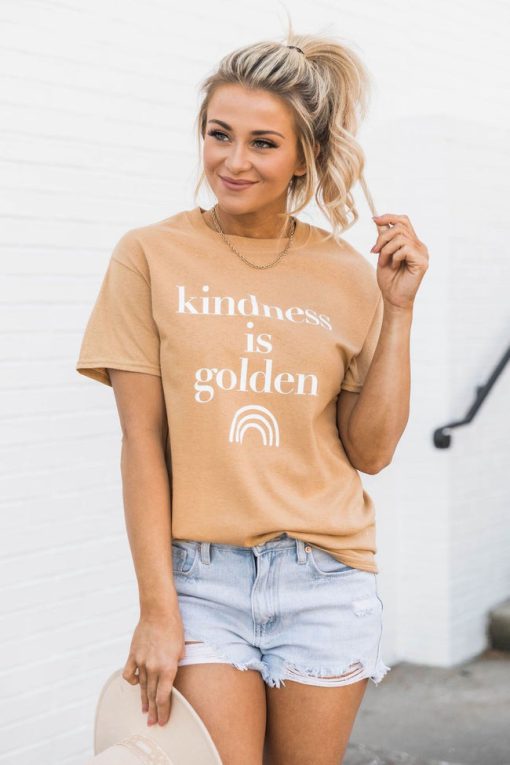 Best Pirce 😍 Pink Lily Kindness Is Golden Graphic Gold Tee 🤩 -Tees Shop 1K0A4672 5bb2becf 4339 4c3e 9894