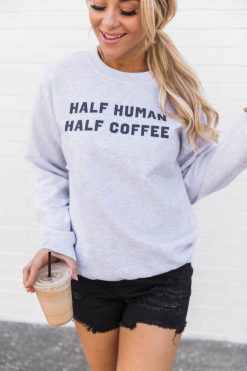 Deals 🧨 Pink Lily Half Human Half Coffee Ash Graphic Sweatshirt 🔥 -Tees Shop 1K0A4737 650x