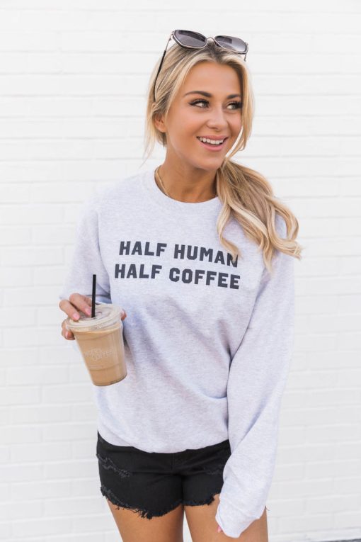 Deals 🧨 Pink Lily Half Human Half Coffee Ash Graphic Sweatshirt 🔥 -Tees Shop 1K0A4739 d2eb2999 01d4 49e1 a348