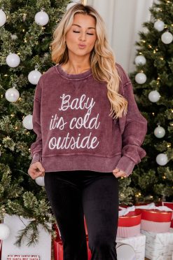 Top 10 🛒 Pink Lily Baby It's Cold Outside Cropped Corded Maroon Graphic Sweatshirt 🤩 -Tees Shop 1K0A5316 2378261e 91ef 4054 b0f1 7333cd39efbe 650x