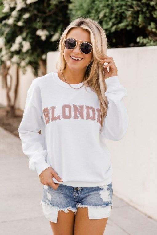 Best reviews of 🎉 Pink Lily Blonde Varsity Graphic White Sweatshirt 🎉 -Tees Shop 1K0A6090 70eedaf5 5b1e 4e44 8c90