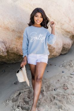 Top 10 👍 Pink Lily Salty Script Corded Graphic Faded Denim Sweatshirt ✔️ -Tees Shop 1K0A7198 650x