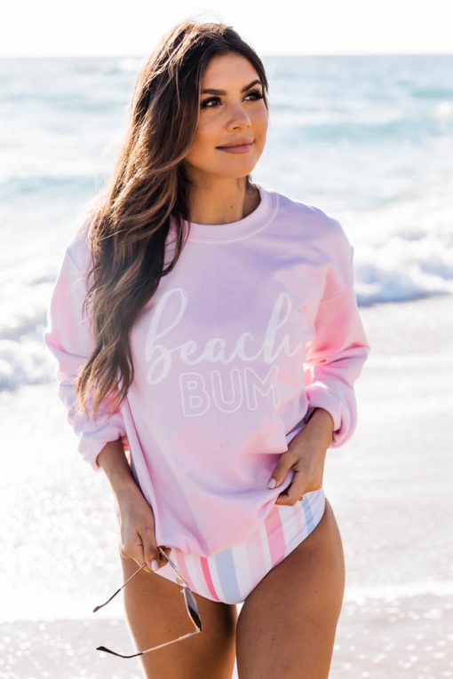 Coupon 🎁 Pink Lily White Beach Bum Script Light Pink Graphic Sweatshirt 😍 -Tees Shop 1K0A8662 790c4fa1 1ed4 4e9d 8163