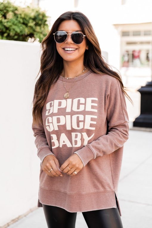 Wholesale 🌟 Pink Lily Spice Spice Baby Rust Graphic Sweatshirt 😀 -Tees Shop