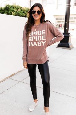 Wholesale 🌟 Pink Lily Spice Spice Baby Rust Graphic Sweatshirt 😀 -Tees Shop 1K0A8721 650x