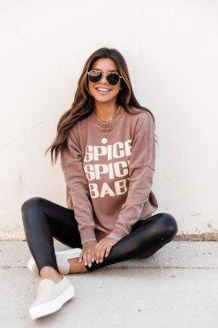 Wholesale 🌟 Pink Lily Spice Spice Baby Rust Graphic Sweatshirt 😀 -Tees Shop 1K0A8729 18f413b7 e35d 4a6f 8b14 1be977f6842b 650x