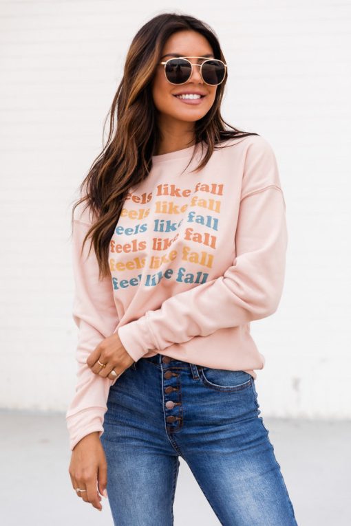 Budget 🔔 Pink Lily Feels Like Fall Peach Graphic Sweatshirt 😍 -Tees Shop 1K0A9231 bda94f84 b850 4c5a a9d1