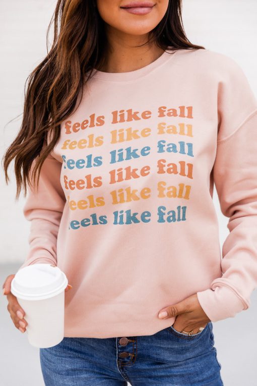 Budget 🔔 Pink Lily Feels Like Fall Peach Graphic Sweatshirt 😍 -Tees Shop 1K0A9233 21cec6df 4323 4925 beec