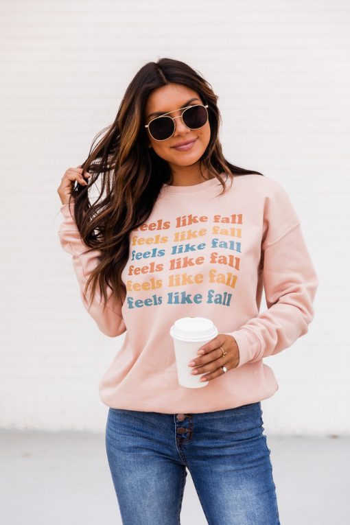 Budget 🔔 Pink Lily Feels Like Fall Peach Graphic Sweatshirt 😍 -Tees Shop 1K0A9239 7a0d6b0a d809 4f2d 841e