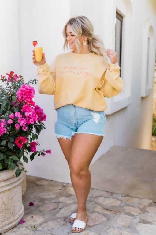 Wholesale 🤩 Pink Lily Mimosa Mornings Gold Corded Graphic Sweatshirt ✨ -Tees Shop 1K0A9275 4891f689 61be 48f3 9db0