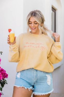 Wholesale 🤩 Pink Lily Mimosa Mornings Gold Corded Graphic Sweatshirt ✨ -Tees Shop 1K0A9276 79665e17 2418 4e38 aa45 8c80c7397a0a 650x