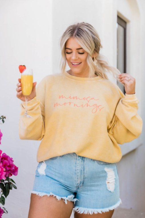 Wholesale 🤩 Pink Lily Mimosa Mornings Gold Corded Graphic Sweatshirt ✨ -Tees Shop 1K0A9276 79665e17 2418 4e38 aa45