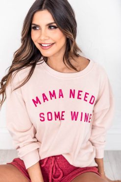 Outlet 😉 Pink Lily Mama Needs Some Wine Pale Pink Graphic Sweatshirt ⌛ -Tees Shop 1K0A9951 ccaf2f2c 589f 4ee5 a37e 4b026d597772 650x