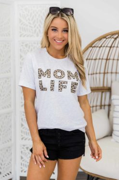 Budget 🔥 Pink Lily Mom Life Leopard Print Design Graphic Tee Ash 🛒 -Tees Shop 1X6A5920 30979 650x