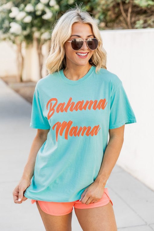 Outlet 💯 Pink Lily Bahama Mama Chalky Mint Graphic Tee 🌟 -Tees Shop