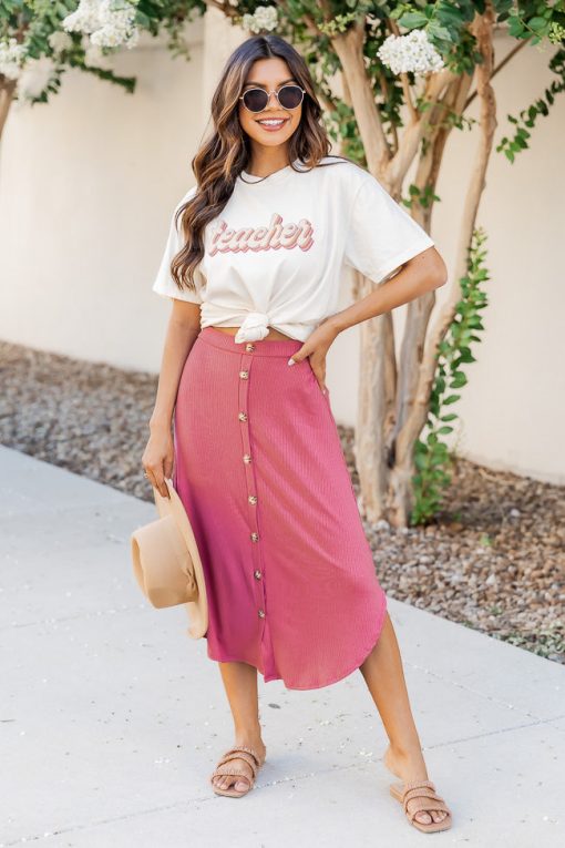 Cheap 🤩 Pink Lily Teacher Retro Ivory Graphic Tee 😍 -Tees Shop