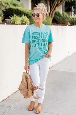 Deals 💯 Pink Lily Teacher Life Chalky Mint Graphic Tee 👍 -Tees Shop 219A2439 650x