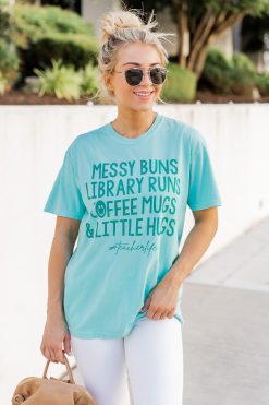 Deals 💯 Pink Lily Teacher Life Chalky Mint Graphic Tee 👍 -Tees Shop 219A2446 650x