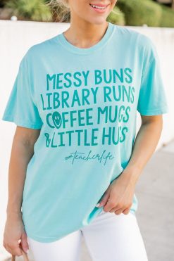 Deals 💯 Pink Lily Teacher Life Chalky Mint Graphic Tee 👍 -Tees Shop 219A2450 650x