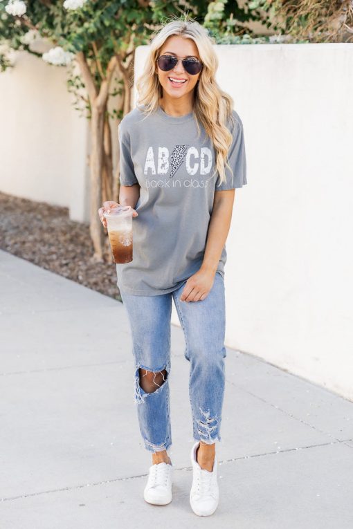 Buy 😀 Pink Lily ABCD Back In Class Grey Comfort Color Graphic Tee 🥰 -Tees Shop 219A2483 9df345a4 5d39 445b b650