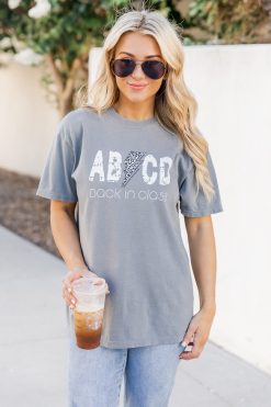 Buy 😀 Pink Lily ABCD Back In Class Grey Comfort Color Graphic Tee 🥰 -Tees Shop 219A2491 650x