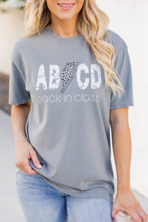 Buy 😀 Pink Lily ABCD Back In Class Grey Comfort Color Graphic Tee 🥰 -Tees Shop