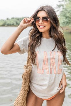 Best deal 🤩 Pink Lily Lake Peach Heather Prism Natural Graphic Tee 💯 -Tees Shop 219A2638 650x